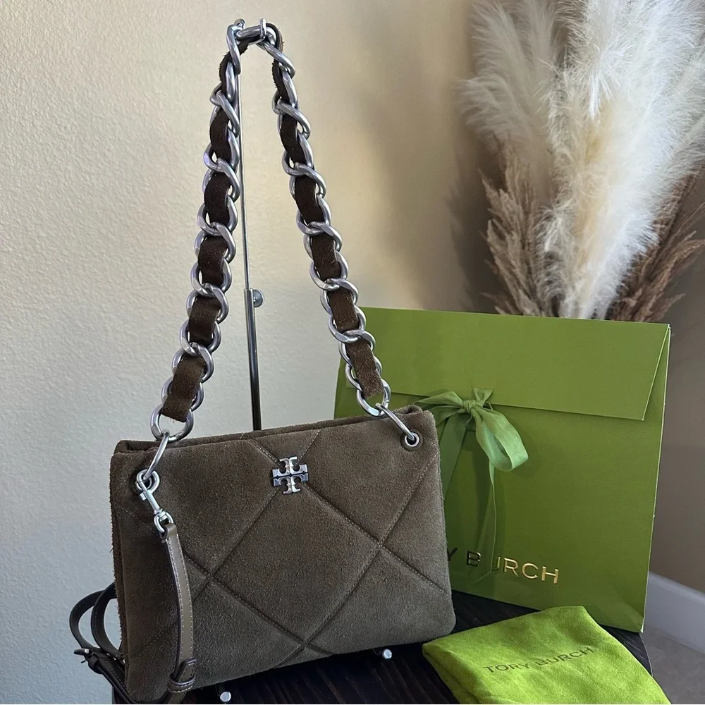 Tory Burch SMALL KIRA DIAMOND QUILT SUEDE SHOULDER BAG - Picture 15 of 16